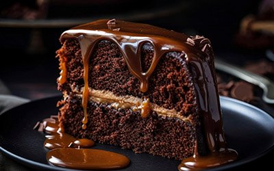 delivery_0005_uma-fatia-de-bolo-de-chocolate-com-calda-de-caramelo-em-um-prato-preto